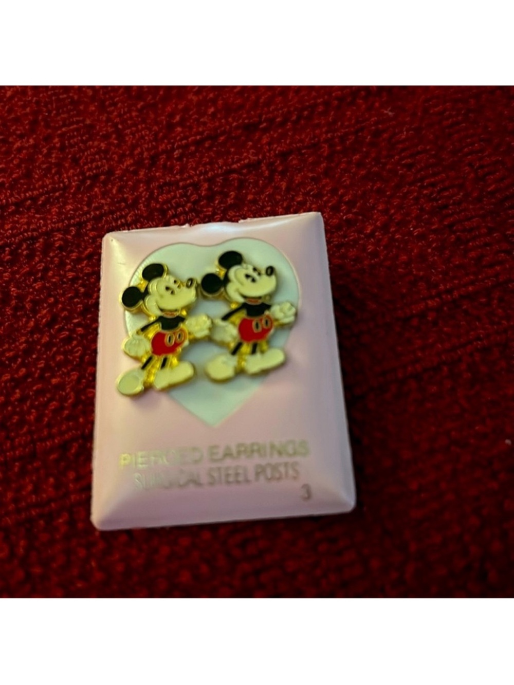 NWT Vintage Mickey Mouse Gold-Tone Stud Earrings